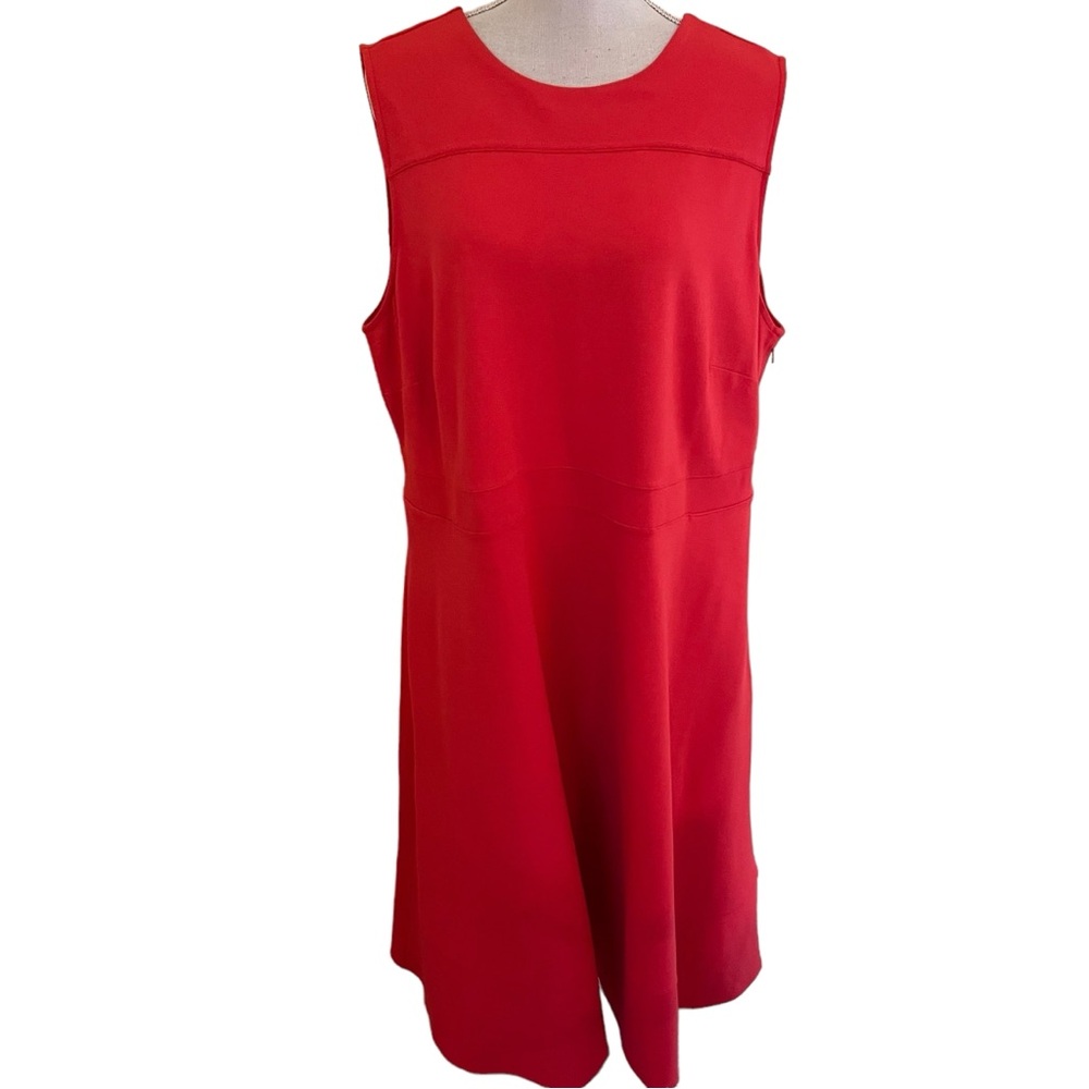 Lands' End Orange Ponte Knit Sleeveless Aline Dress 20W